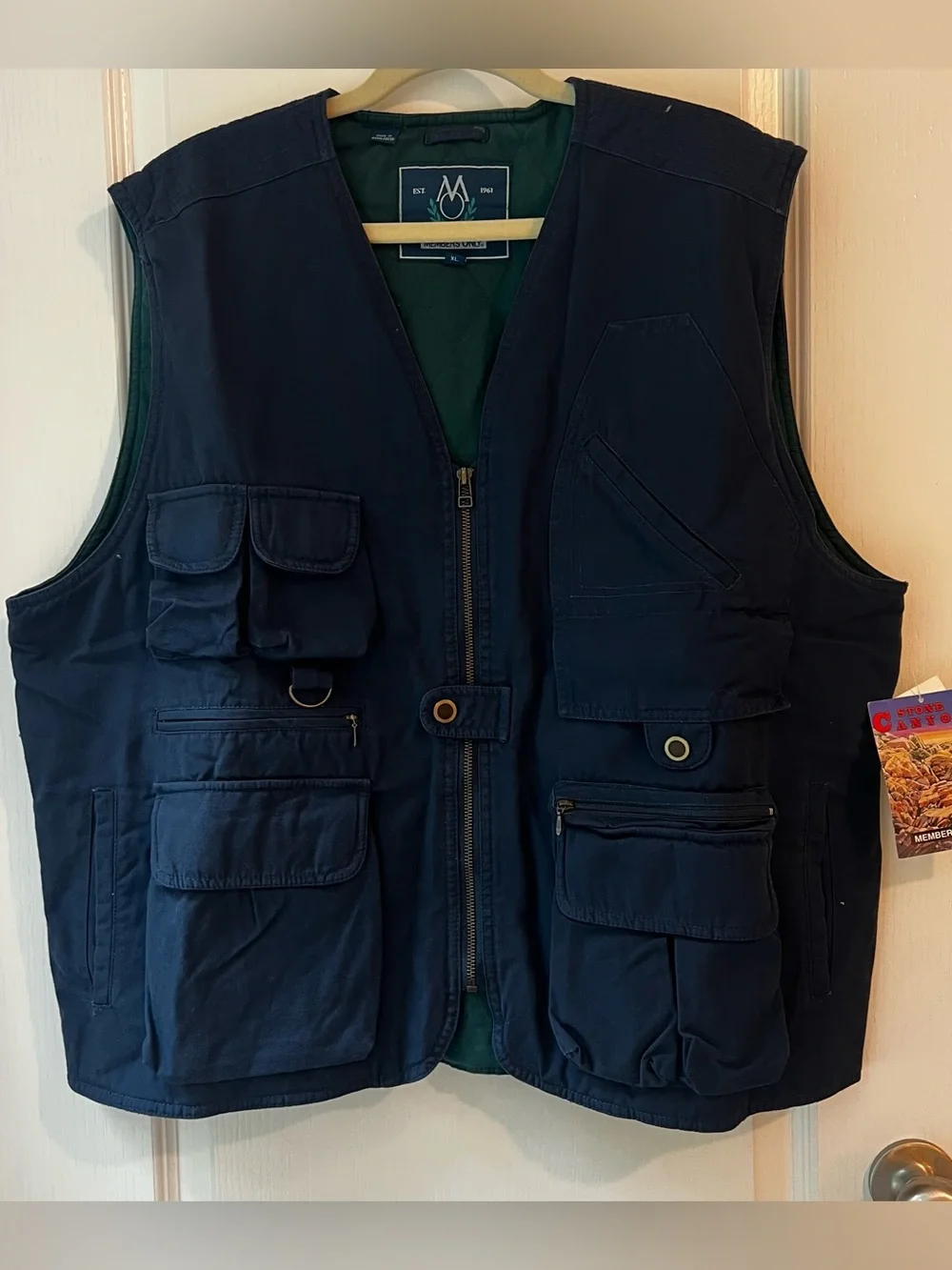 NWT Members only Stone Canyon Navy blue vest utility field vest   size XL